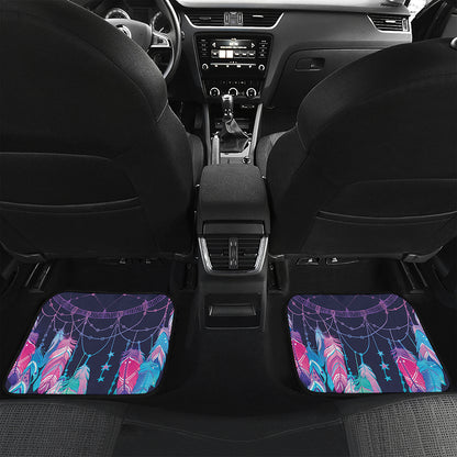 Teal And Purple Dream Catcher Print Front and Back Car Floor Mats