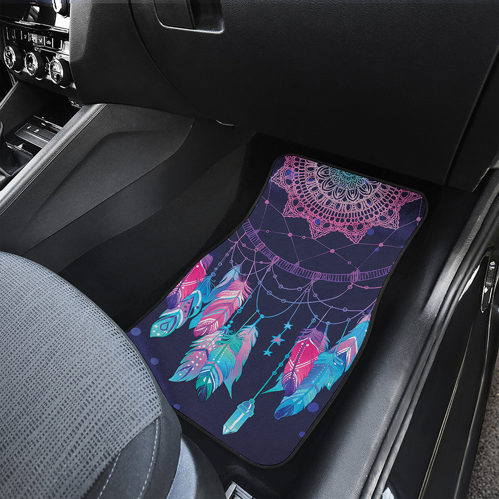 Teal And Purple Dream Catcher Print Front and Back Car Floor Mats