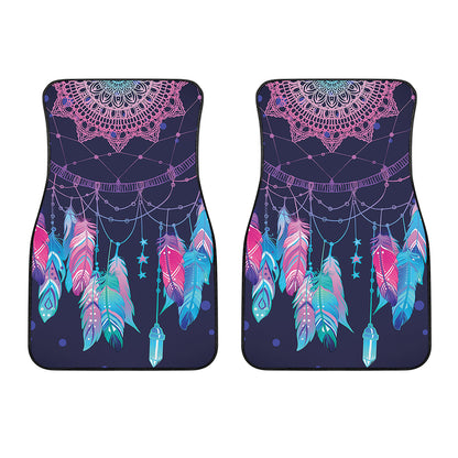 Teal And Purple Dream Catcher Print Front Car Floor Mats