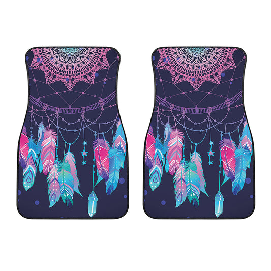 Teal And Purple Dream Catcher Print Front Car Floor Mats