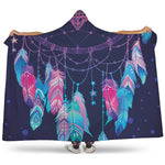 Teal And Purple Dream Catcher Print Hooded Blanket
