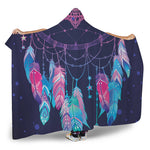 Teal And Purple Dream Catcher Print Hooded Blanket