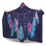 Teal And Purple Dream Catcher Print Hooded Blanket