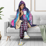Teal And Purple Dream Catcher Print Hooded Blanket