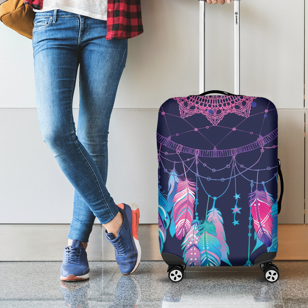 Teal And Purple Dream Catcher Print Luggage Cover