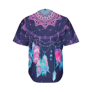 Teal And Purple Dream Catcher Print Men's Baseball Jersey