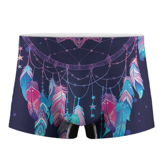 Teal And Purple Dream Catcher Print Men's Boxer Briefs