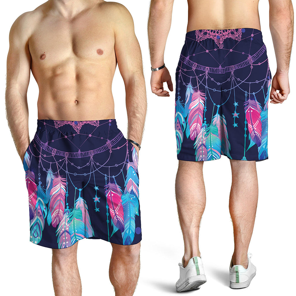 Teal And Purple Dream Catcher Print Men's Shorts