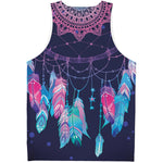 Teal And Purple Dream Catcher Print Men's Tank Top