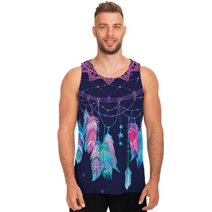 Teal And Purple Dream Catcher Print Men's Tank Top