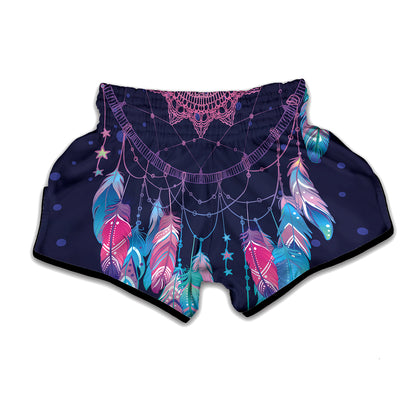 Teal And Purple Dream Catcher Print Muay Thai Boxing Shorts