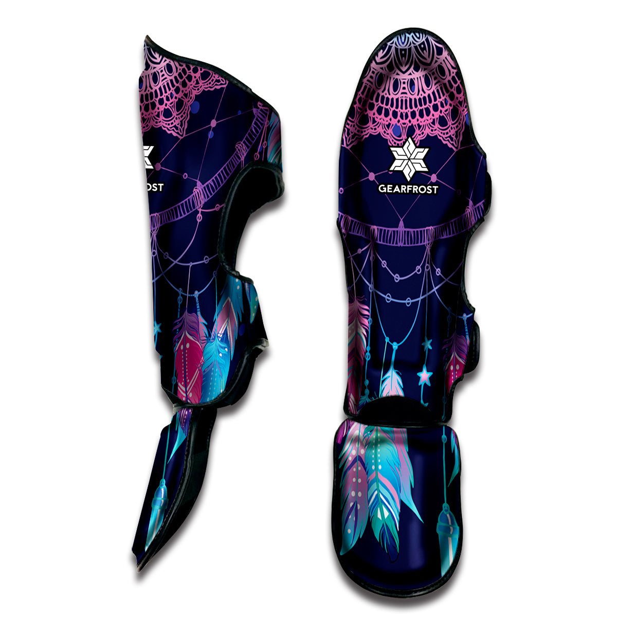 Teal And Purple Dream Catcher Print Muay Thai Shin Guard