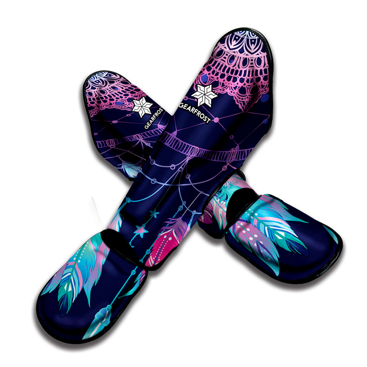 Teal And Purple Dream Catcher Print Muay Thai Shin Guard