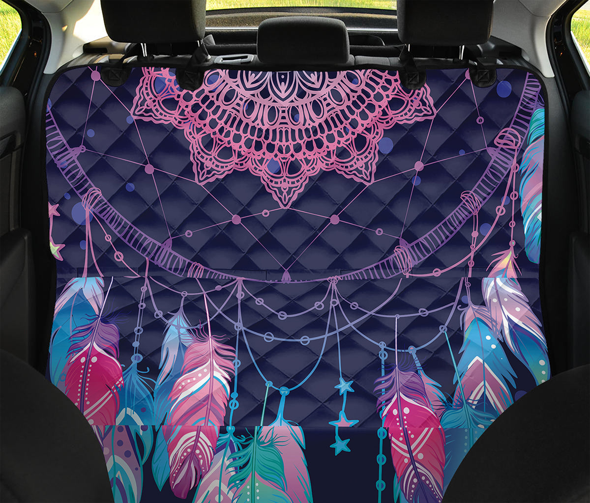 Teal And Purple Dream Catcher Print Pet Car Back Seat Cover