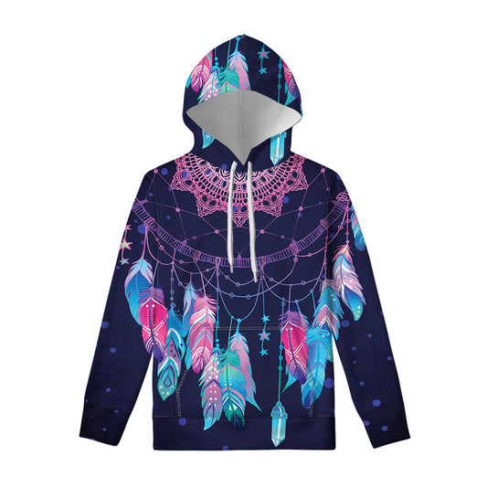 Teal And Purple Dream Catcher Print Pullover Hoodie