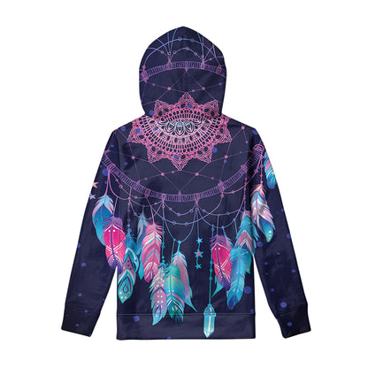 Teal And Purple Dream Catcher Print Pullover Hoodie