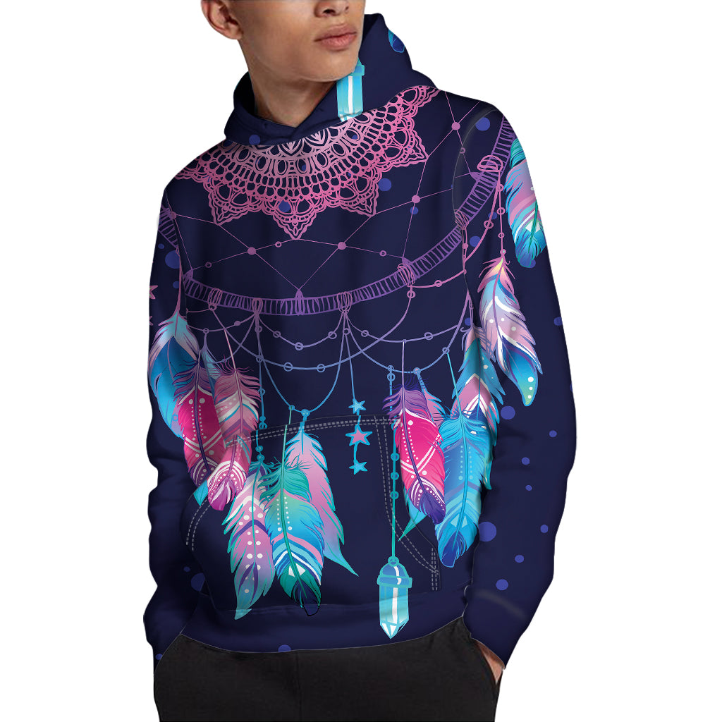 Teal And Purple Dream Catcher Print Pullover Hoodie