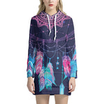 Teal And Purple Dream Catcher Print Pullover Hoodie Dress