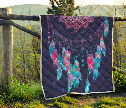 Teal And Purple Dream Catcher Print Quilt