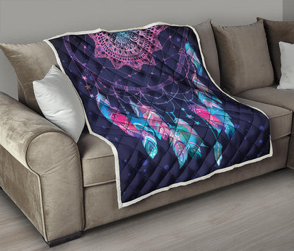 Teal And Purple Dream Catcher Print Quilt