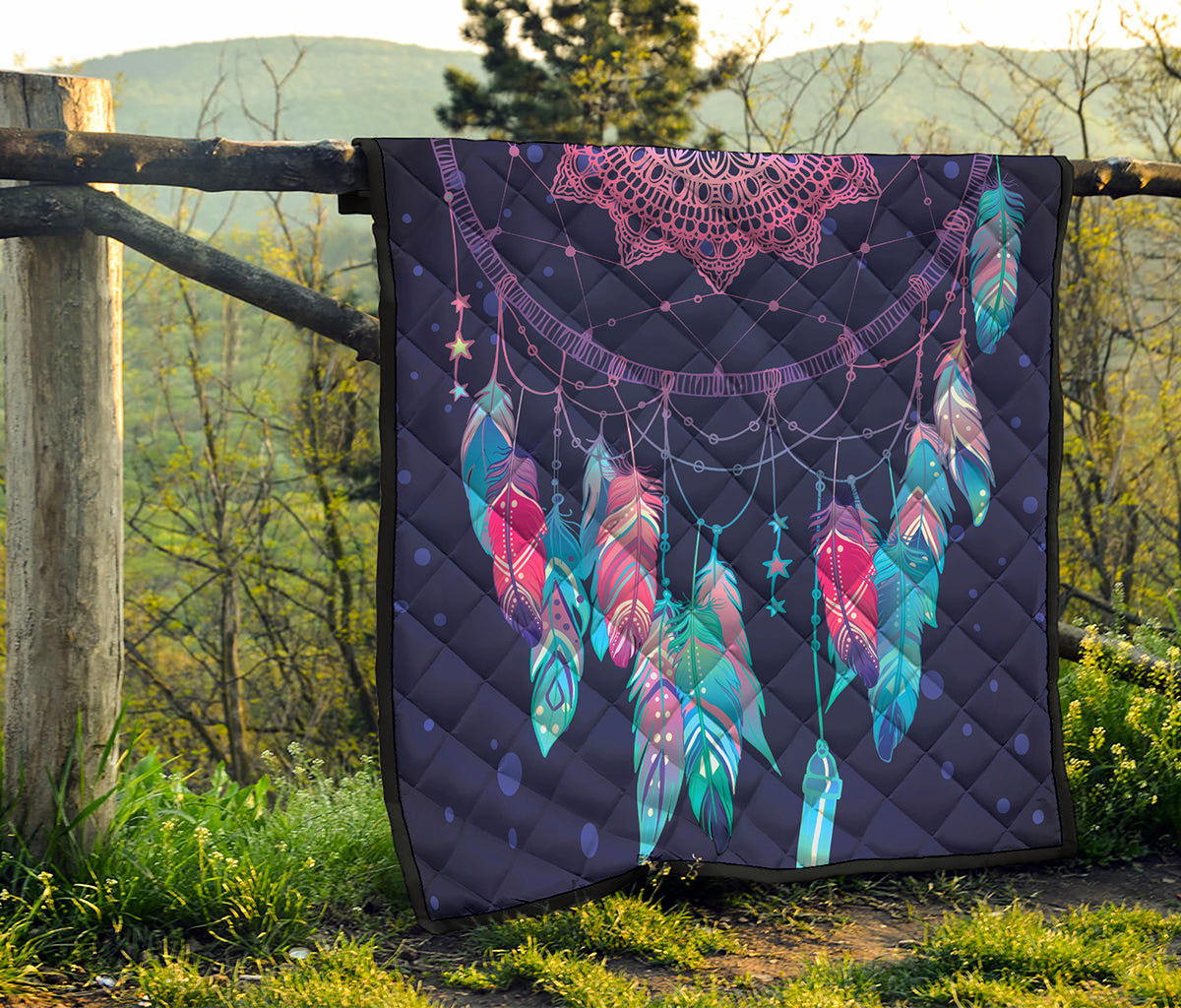 Teal And Purple Dream Catcher Print Quilt