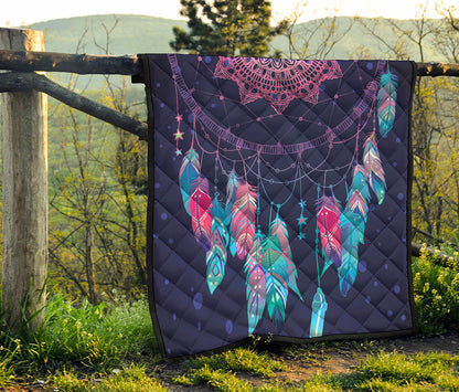 Teal And Purple Dream Catcher Print Quilt