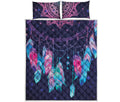 Teal And Purple Dream Catcher Print Quilt Bed Set