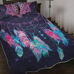 Teal And Purple Dream Catcher Print Quilt Bed Set