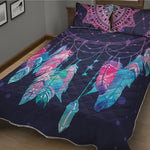 Teal And Purple Dream Catcher Print Quilt Bed Set