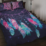 Teal And Purple Dream Catcher Print Quilt Bed Set