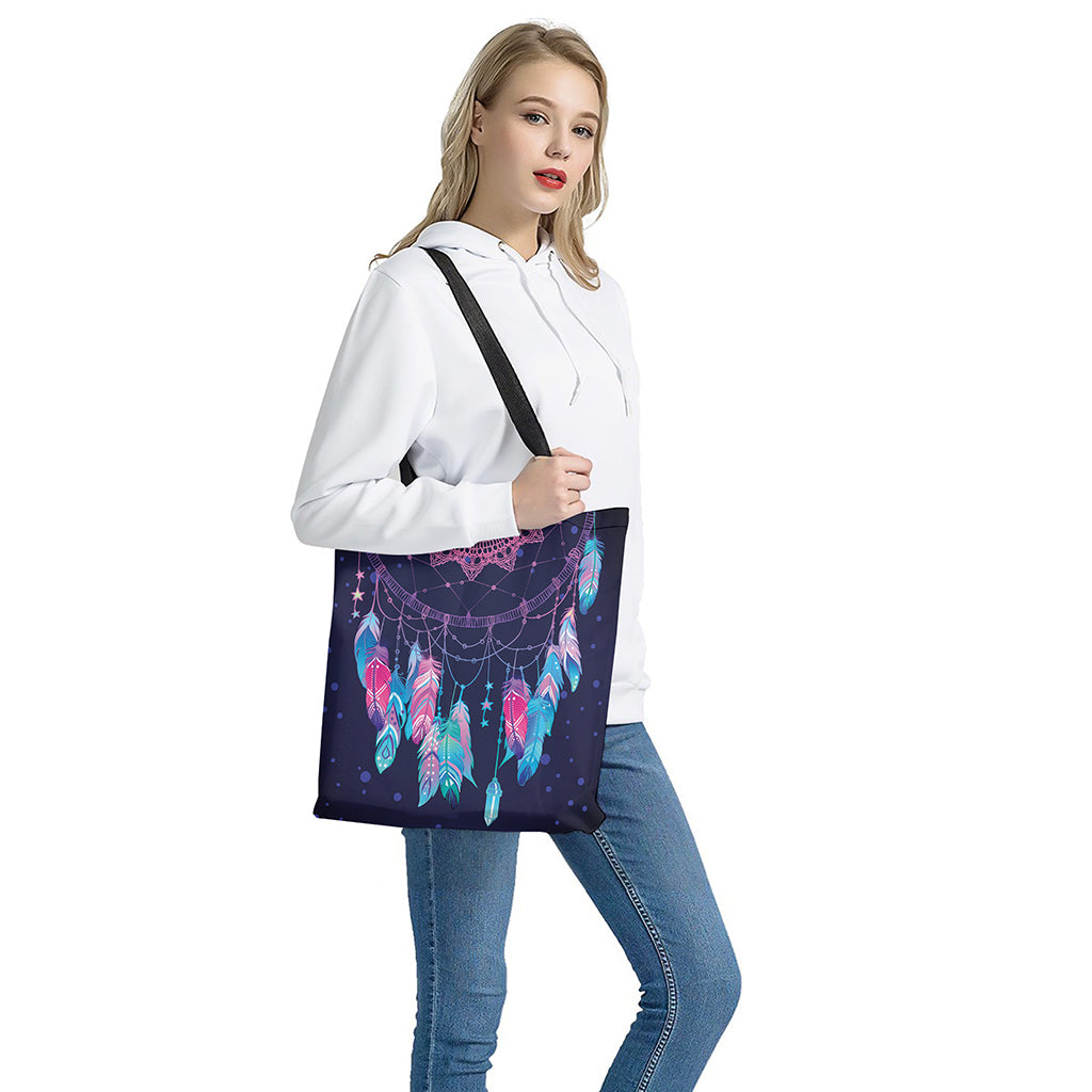 Teal And Purple Dream Catcher Print Tote Bag