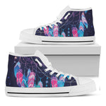 Teal And Purple Dream Catcher Print White High Top Shoes