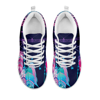 Teal And Purple Dream Catcher Print White Sneakers