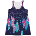 Teal And Purple Dream Catcher Print Women's Racerback Tank Top