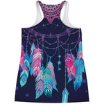 Teal And Purple Dream Catcher Print Women's Racerback Tank Top