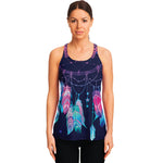 Teal And Purple Dream Catcher Print Women's Racerback Tank Top