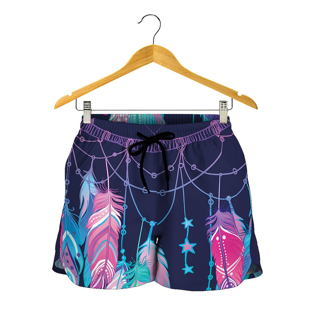 Teal And Purple Dream Catcher Print Women's Shorts