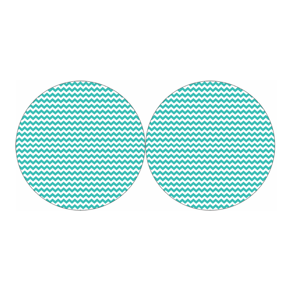 Teal And White Chevron Pattern Print Car Coasters