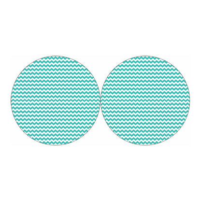 Teal And White Chevron Pattern Print Car Coasters