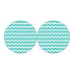Teal And White Chevron Pattern Print Car Coasters
