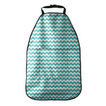 Teal And White Chevron Pattern Print Car Seat Organizers