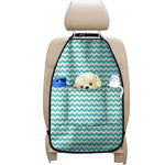 Teal And White Chevron Pattern Print Car Seat Organizers
