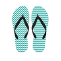 Teal And White Chevron Pattern Print Flip Flops