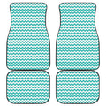 Teal And White Chevron Pattern Print Front and Back Car Floor Mats