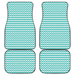 Teal And White Chevron Pattern Print Front and Back Car Floor Mats