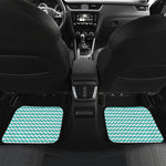 Teal And White Chevron Pattern Print Front and Back Car Floor Mats