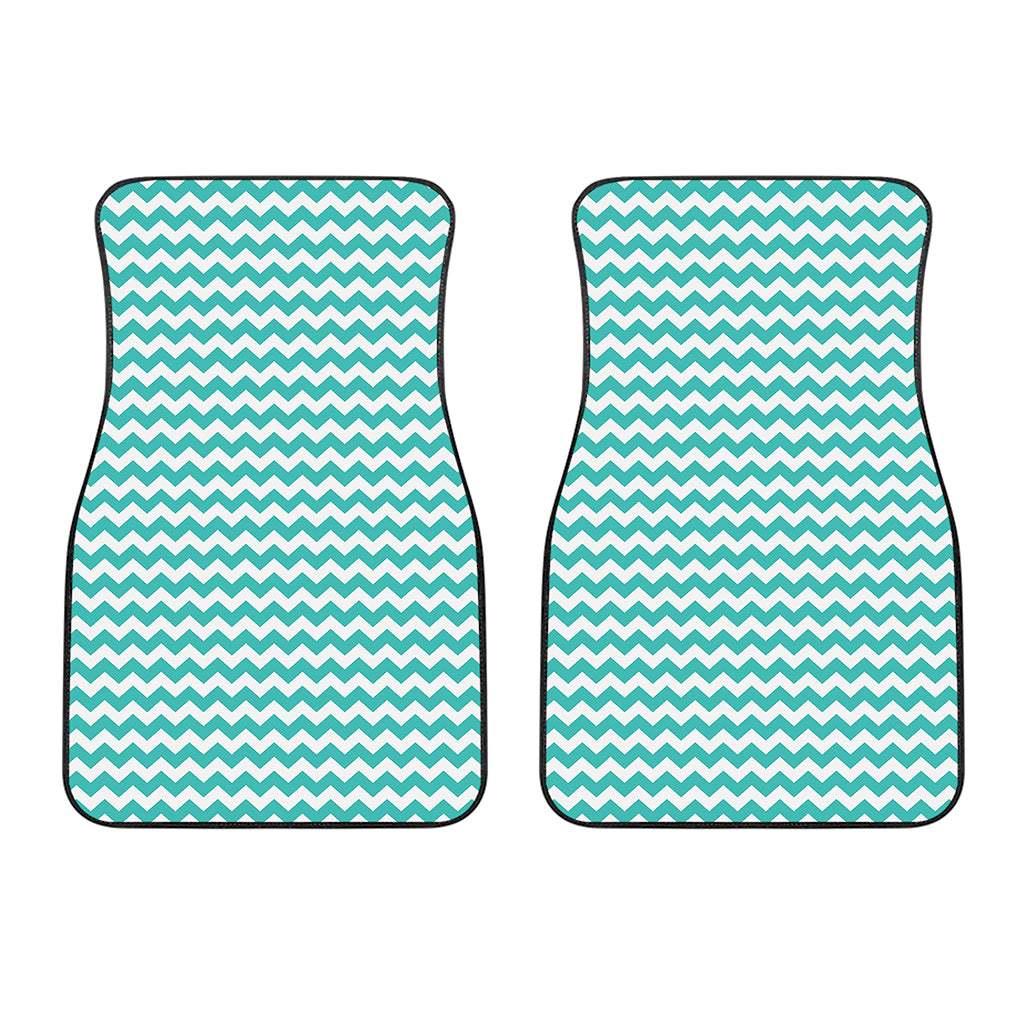 Teal And White Chevron Pattern Print Front Car Floor Mats