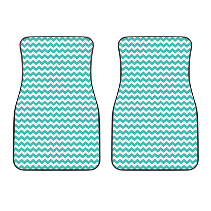 Teal And White Chevron Pattern Print Front Car Floor Mats