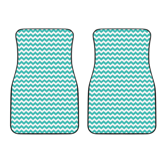 Teal And White Chevron Pattern Print Front Car Floor Mats