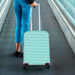 Teal And White Chevron Pattern Print Luggage Cover